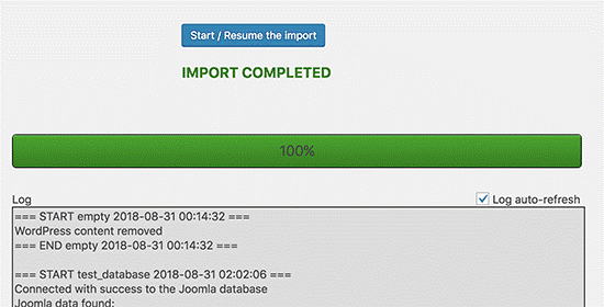 import joomla to wp