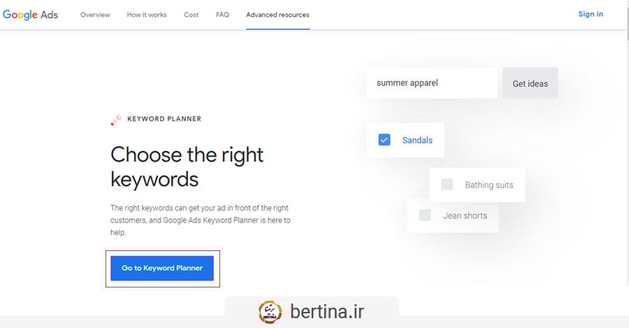 Go to keyword planner
