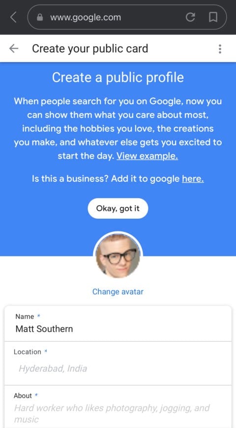 create a public profile