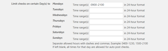 limit check on certain days to schedule posts