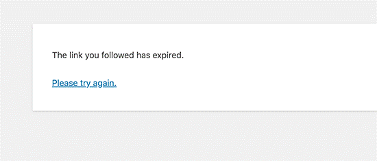 خطای the link you followed has expired در وردپرس