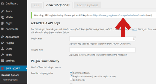 تنظیمات پلاگین Better WordPress reCAPTCHA