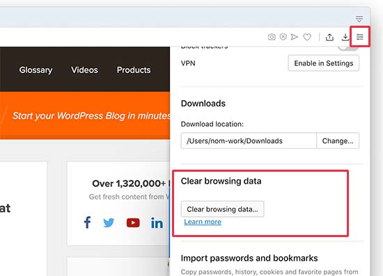 opera browsing data