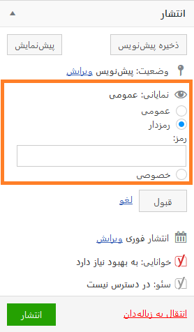 قراردادن پسورد برای پست های وردپرس