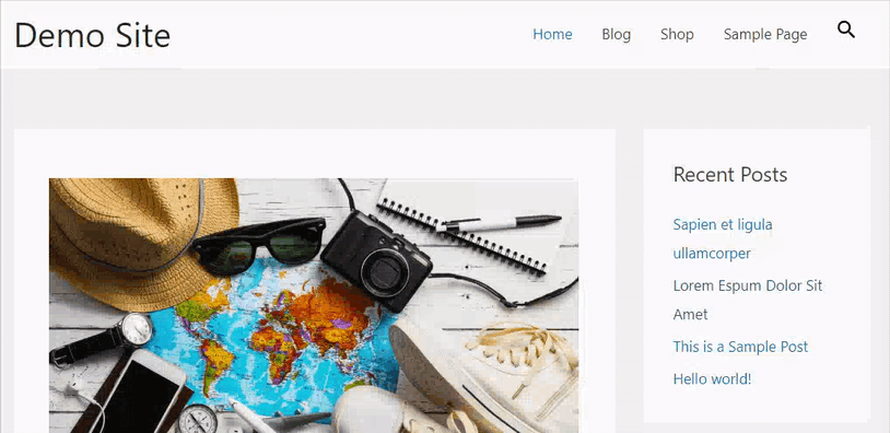 search bar in wordpress menu preview