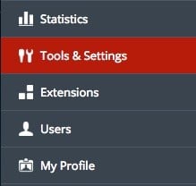 tools and setting in plesk